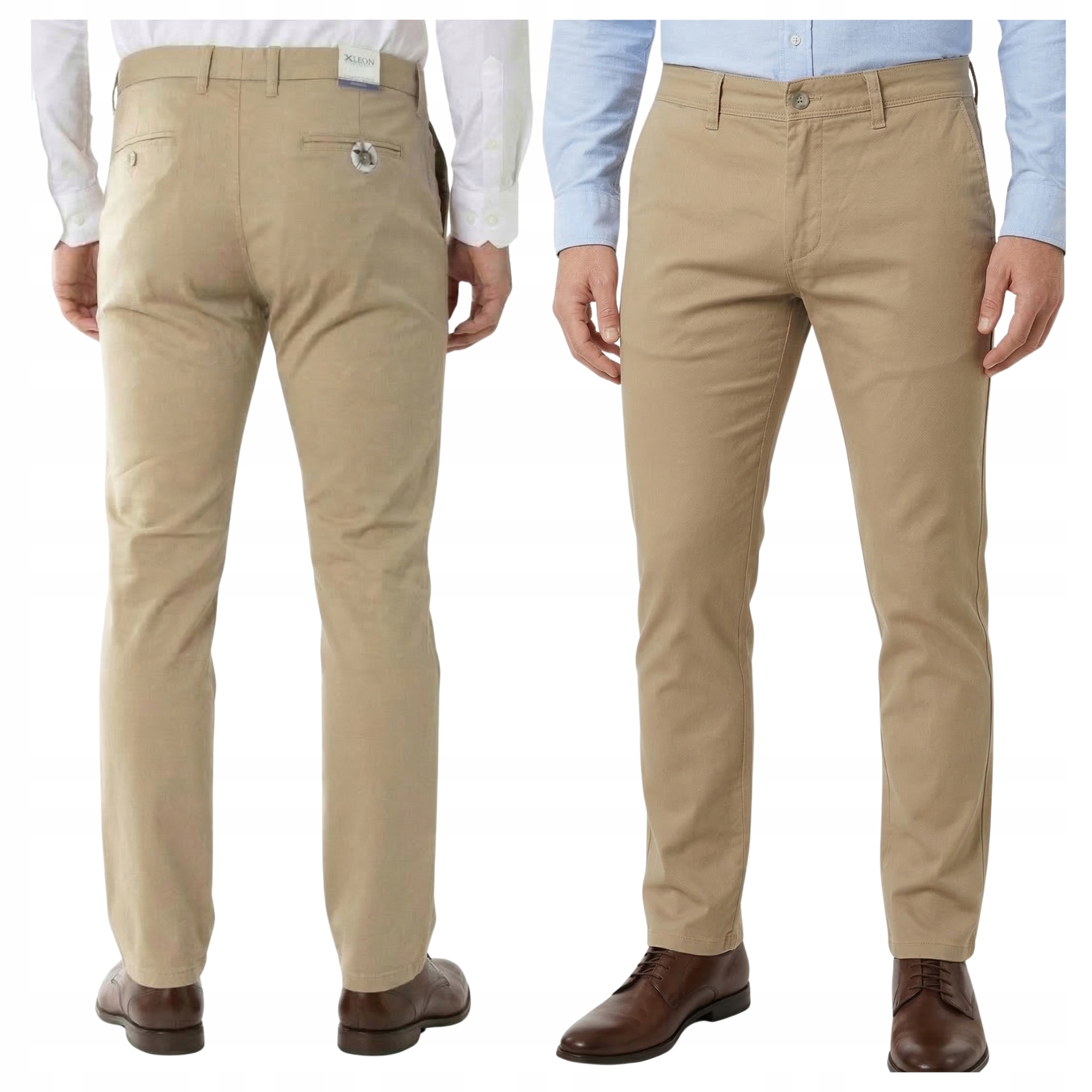 Spodnie Materiałowe Wizytowe beżowe Gładkie Klasyczne wiosna Roz. W40