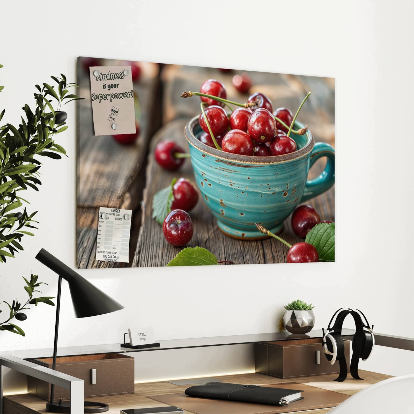 Magnetická tabule Šálek Třešně 90 × 60 cm