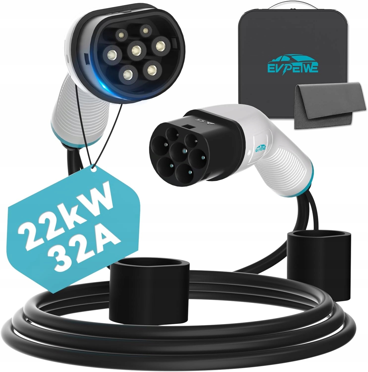 Nabíjací Kábel Pre Elektrické Automobily Nabíjačka Typ 2 Evpeiwe 22KW 5M