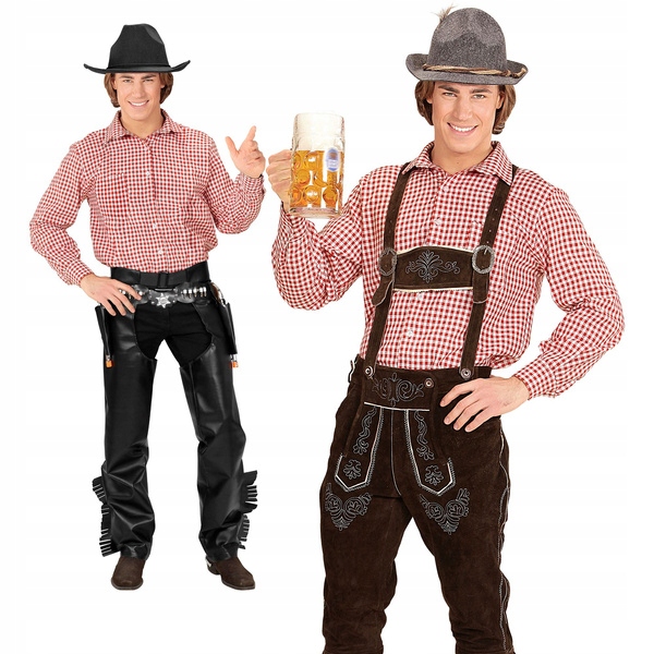 KOSZULA BAWARSKA W KRATĘ CZERWONA OKTOBERFEST M