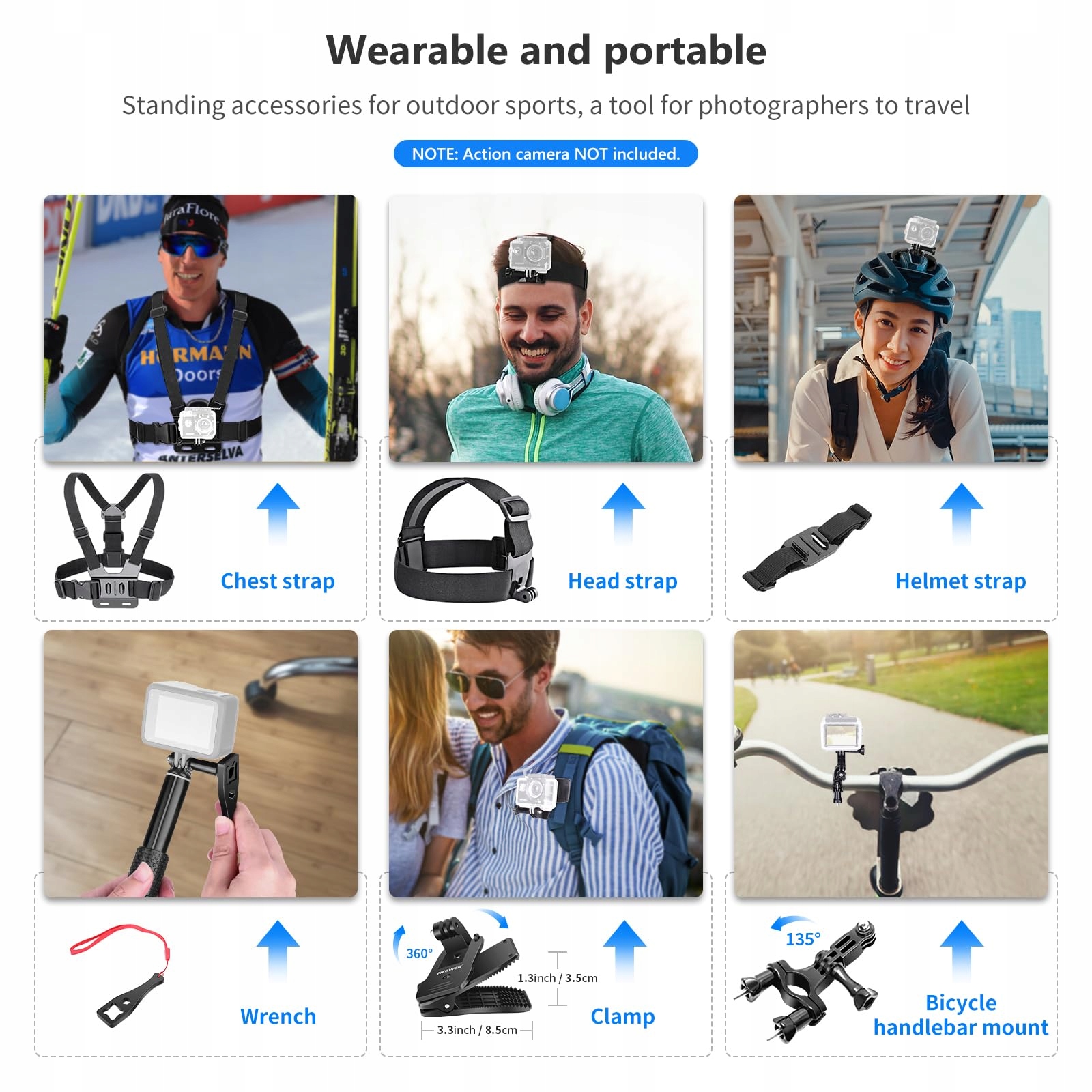 NEEWER 50w1 Akcesoria Do Kamer Sportowych Kompatybilne z GoPro DJI Insta360 — miniatura 4