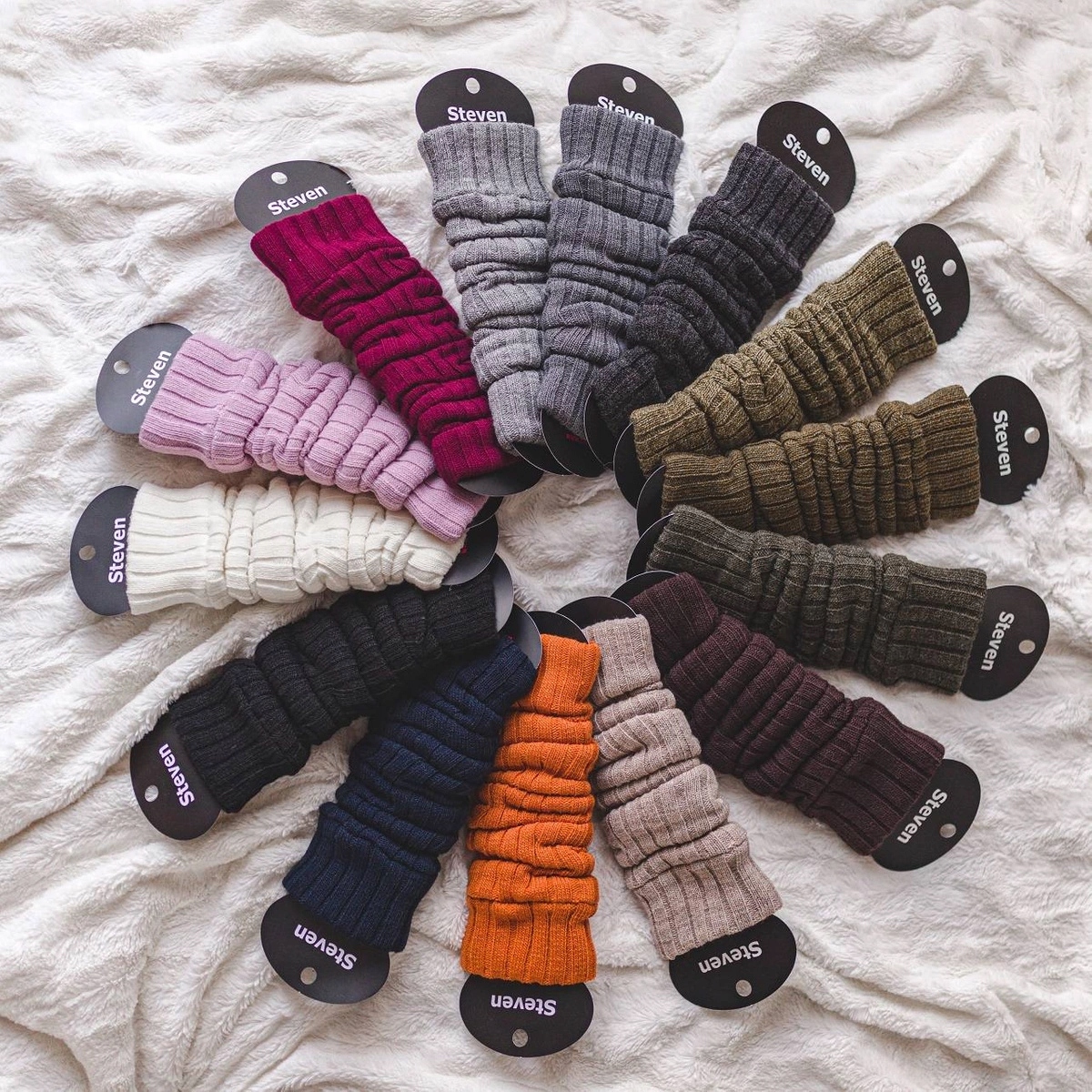 GETRY DAMSKIE ciepłe wełniane OCIEPLACZE Warkocz ecru Steven *One size Model getry wełniane art. 095