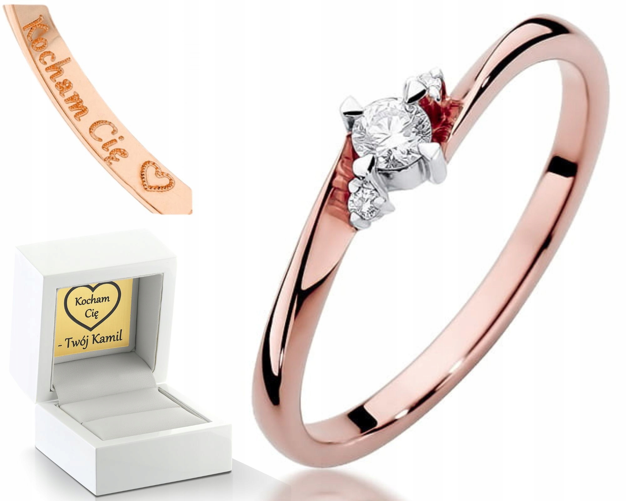 Růžové Zlato Prstýnek S Brilianty 585 Gravírování Zlato Jako Dárek