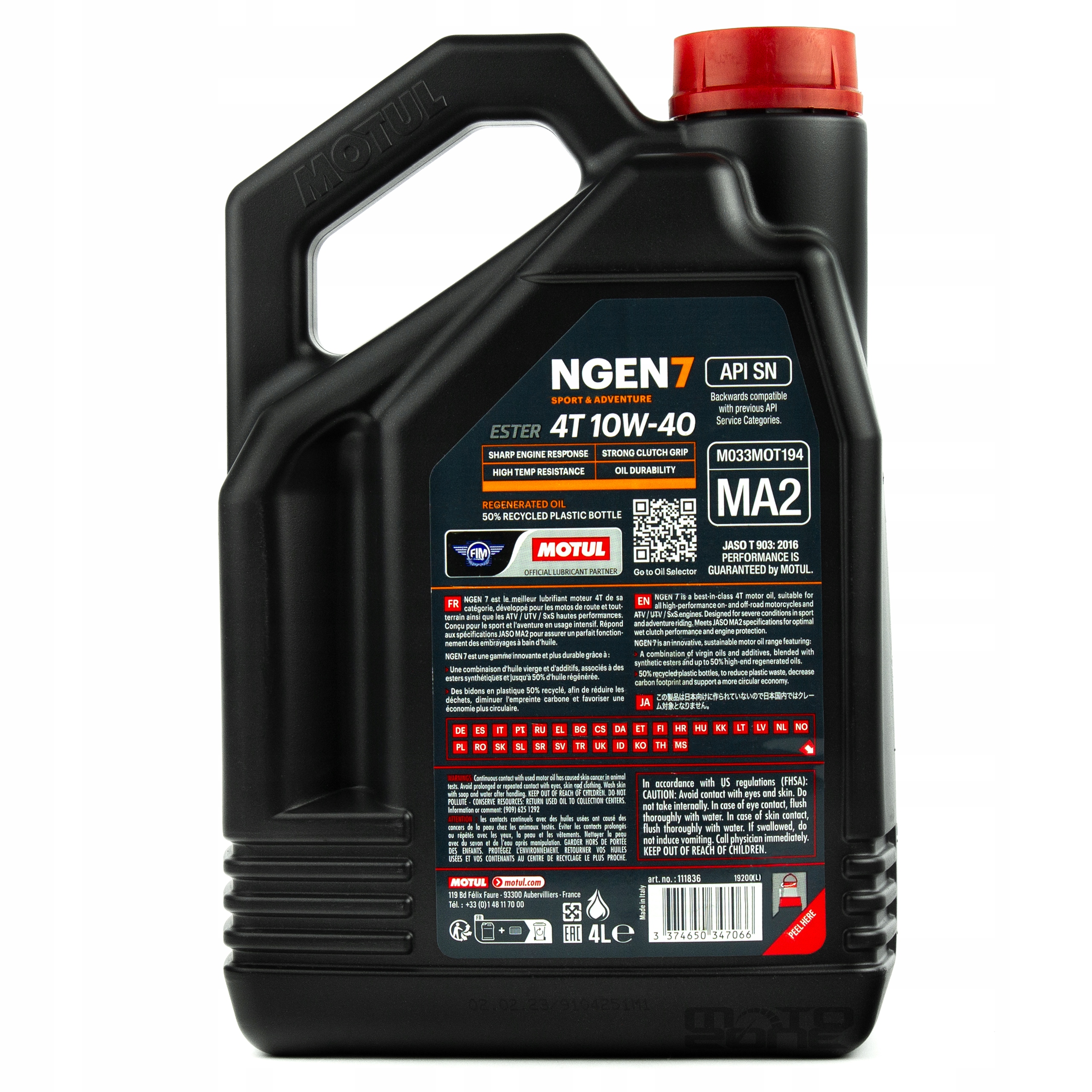 Olej silnikowy 4T 10W40 MOTUL NGEN 7 + filtr HF Producent Motul