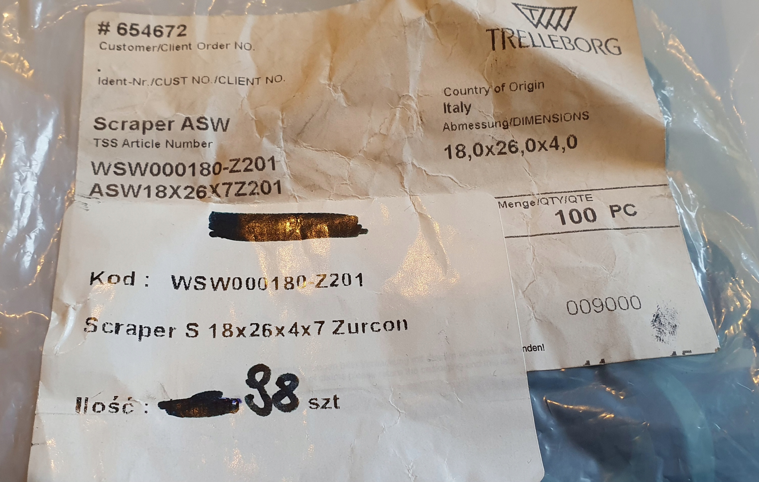 uszczelka Trelleborg Zurcon Scraper ASW 18x26x4 Marka inny