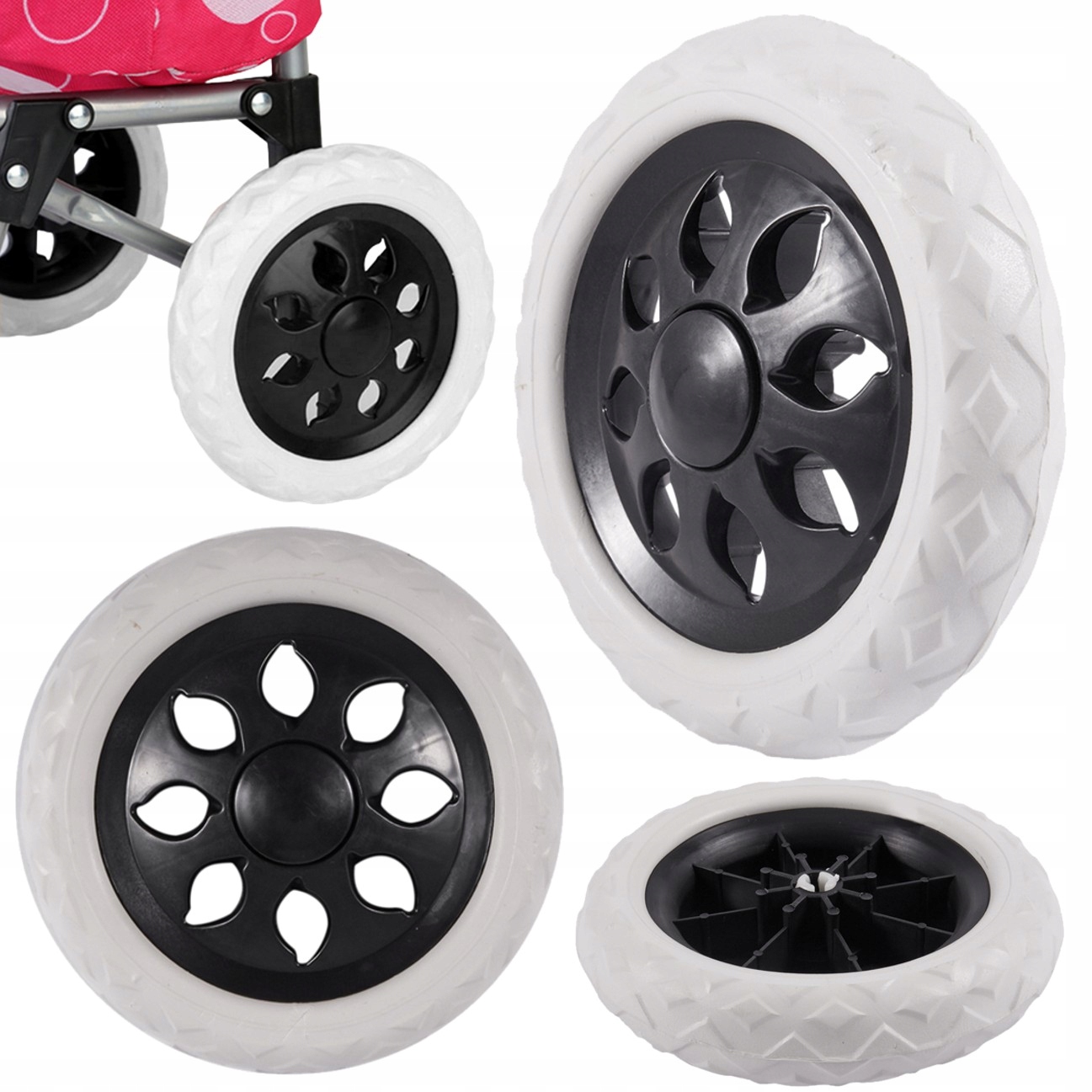 KOŁO KÓŁKA KOŁA BIAŁE DO WÓZKA TORBY NA ZAKUPY ZAKUPOWEGO