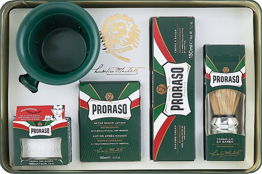 Proraso Sada na holení – zelená řada v kovové dóze