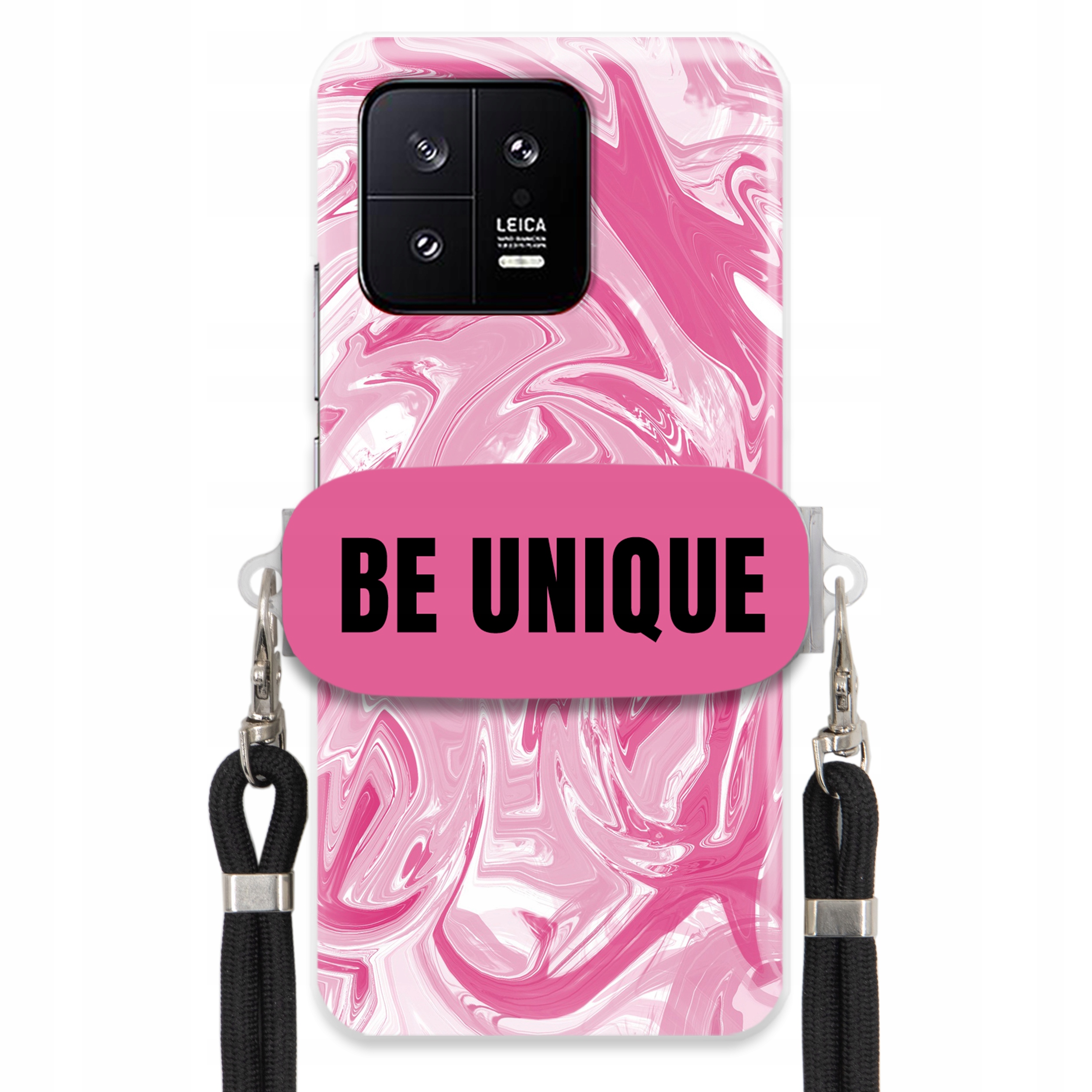 Puzdro pre Xiaomi 13 Puzdro držiak šnúrka Čierna ružová Mramor Unique