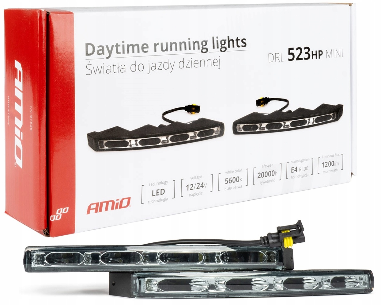 LAMPY DO JAZDY DZIENNEJ ALUMINIOWE DRL SKOŚNE 523HP HOMOLOGACJA DO AUTA