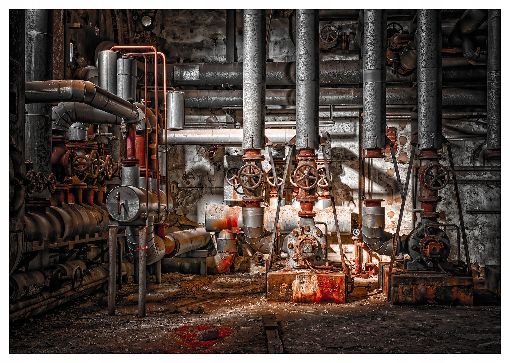 Industriálna fototapeta na hrdzavé rúry a kov 254x184 vinylová lepidlo