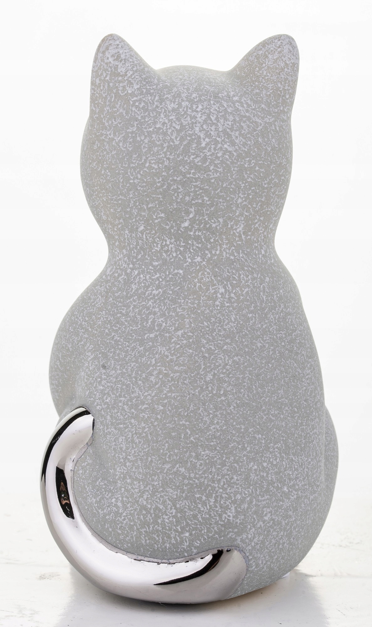 Figurka kot szary srebrny kotek dekoracja domu Wysokość produktu 13 cm