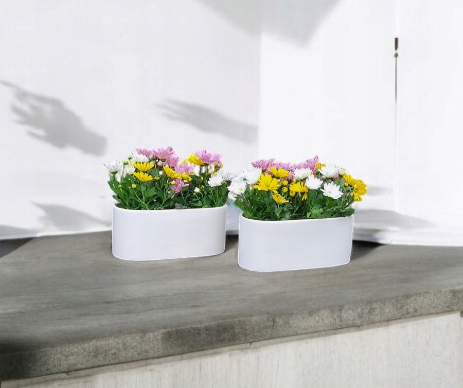 Doniczka Osłonka Ceramiczna Rynna Storczyk 32 h23 biała Materiał ceramika