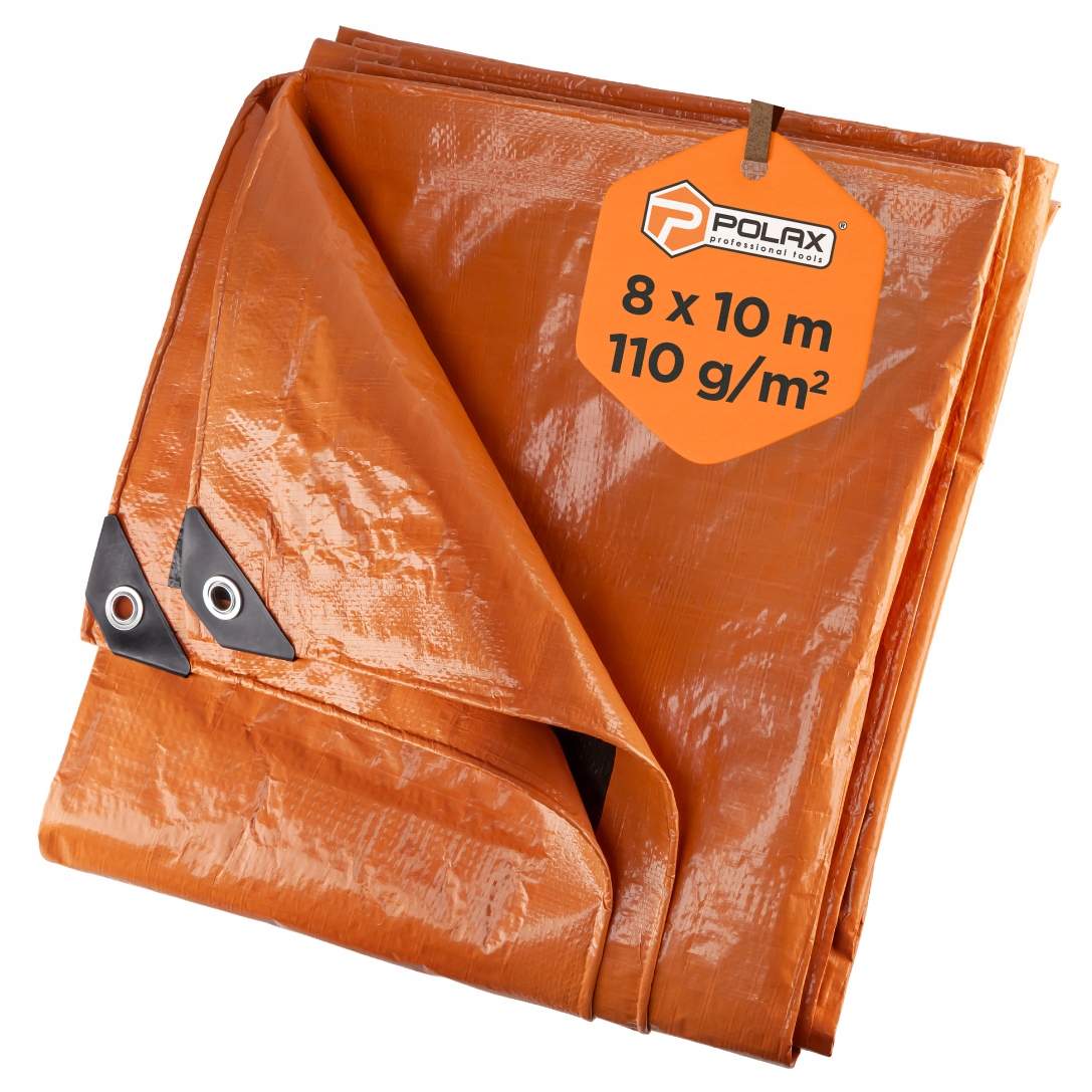 Oranžová plachta 8x10m 110g/m2 Silná voděodolná s oky Polax