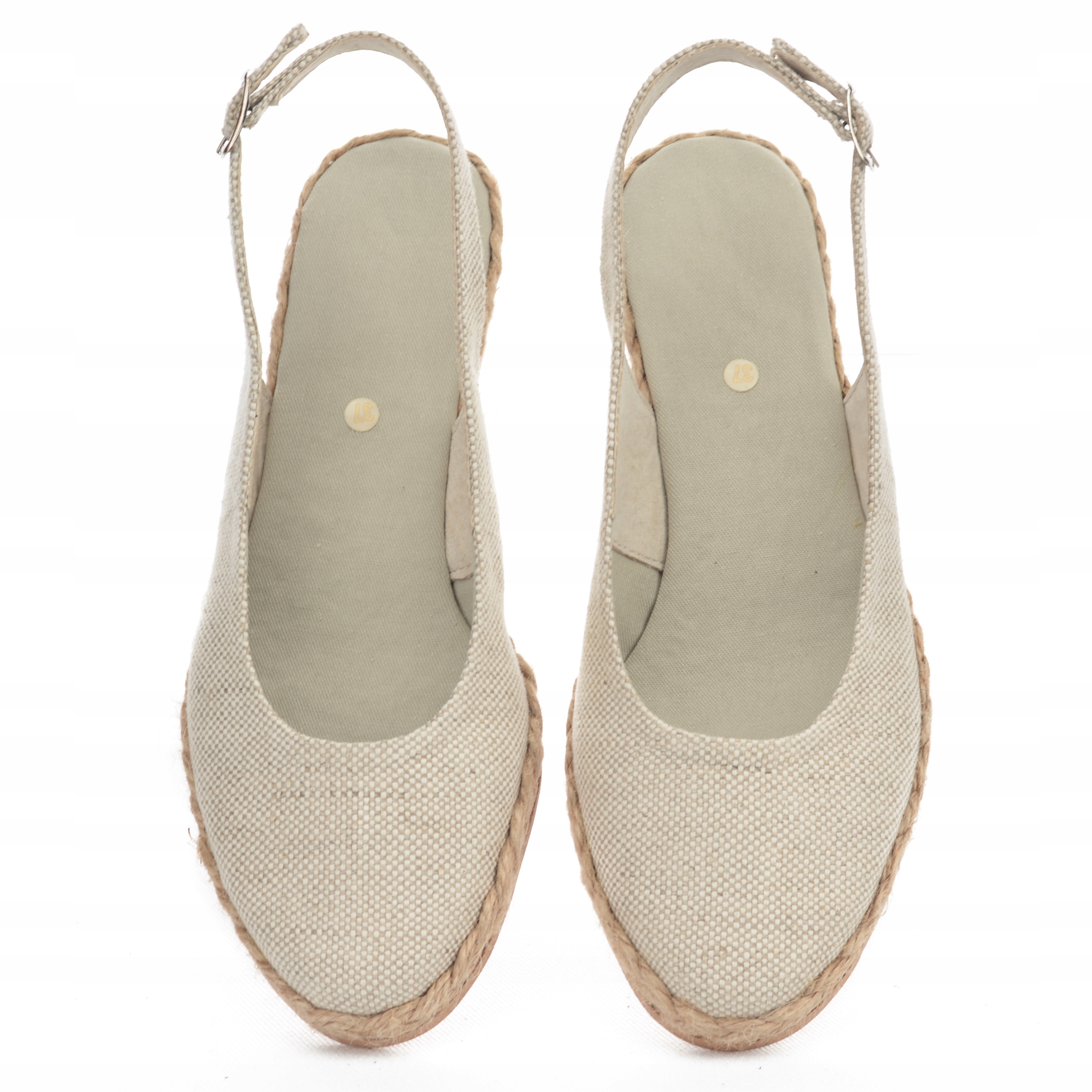 Espadryle płaskie odkryte jasny len 38 Model 392