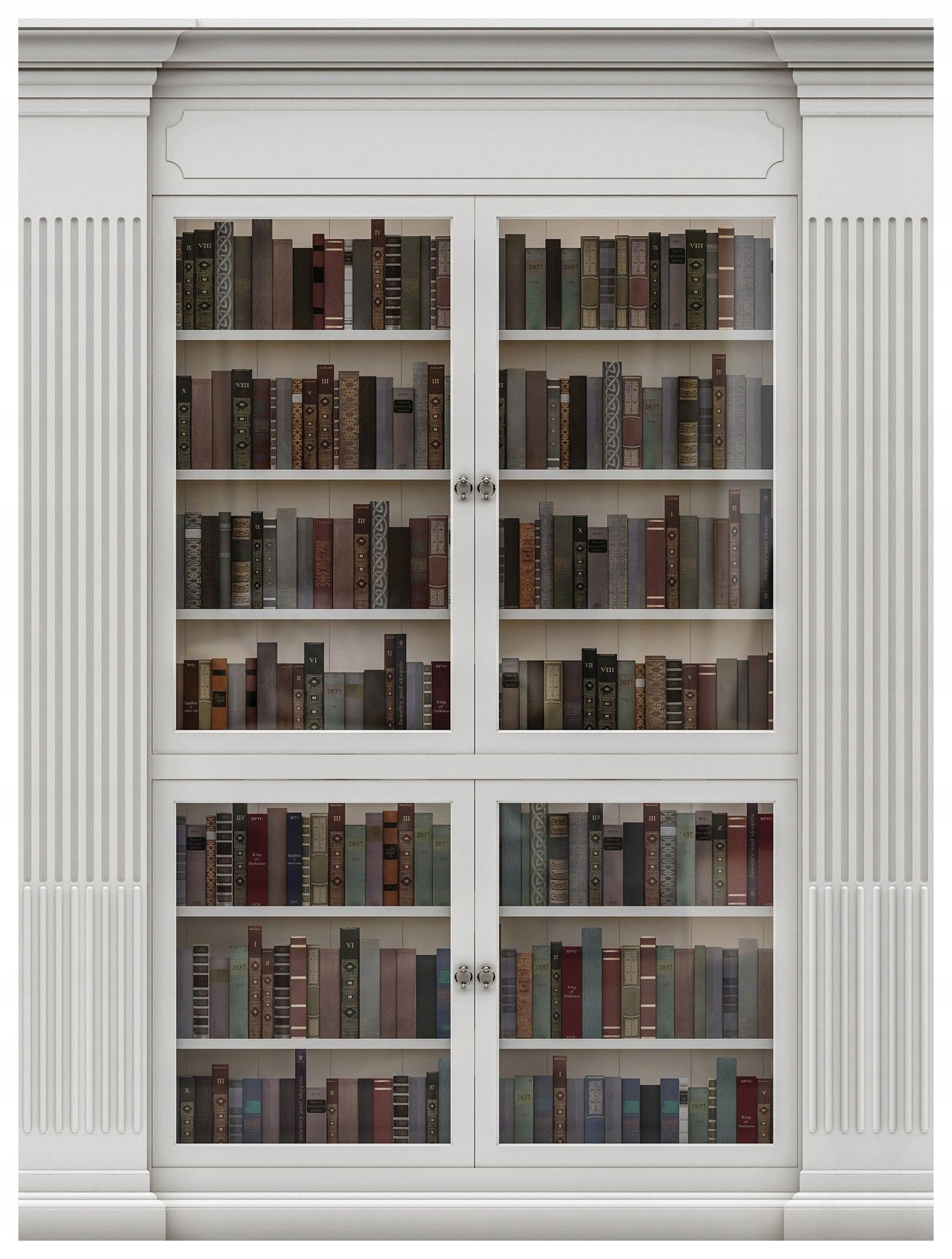 Fototapeta flizelina Knihovna s knihami šatní skříně bílé rámy 206x275 lepidlo