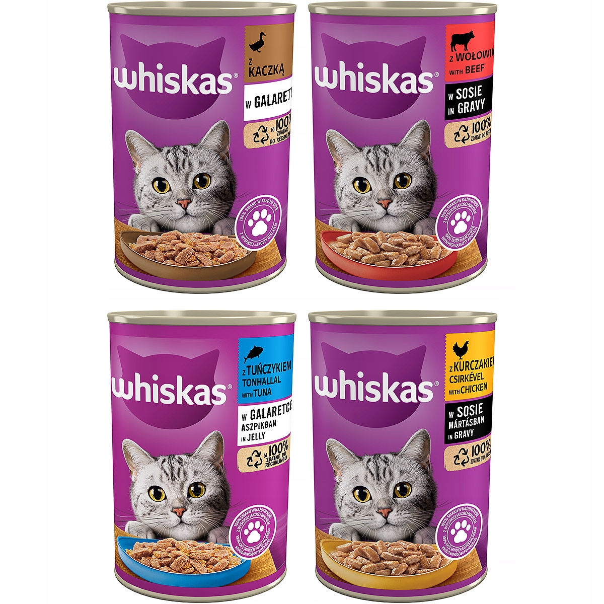 Levně Whiskas Mokré krmivo pro kočky , mix chutí v omáčce a želé, 48 x 400 g