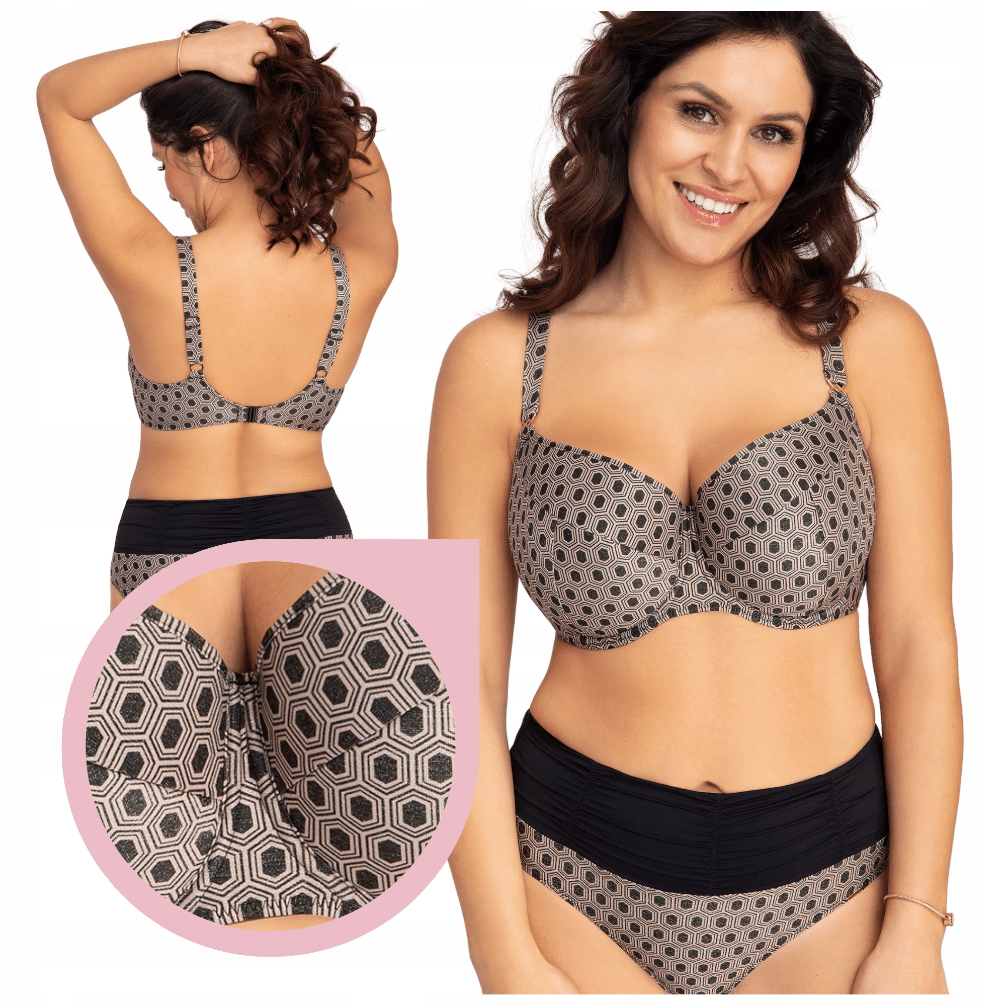 Corin Christina 22414 Plavková podprsenka vyztužená černo-zlatá 85I