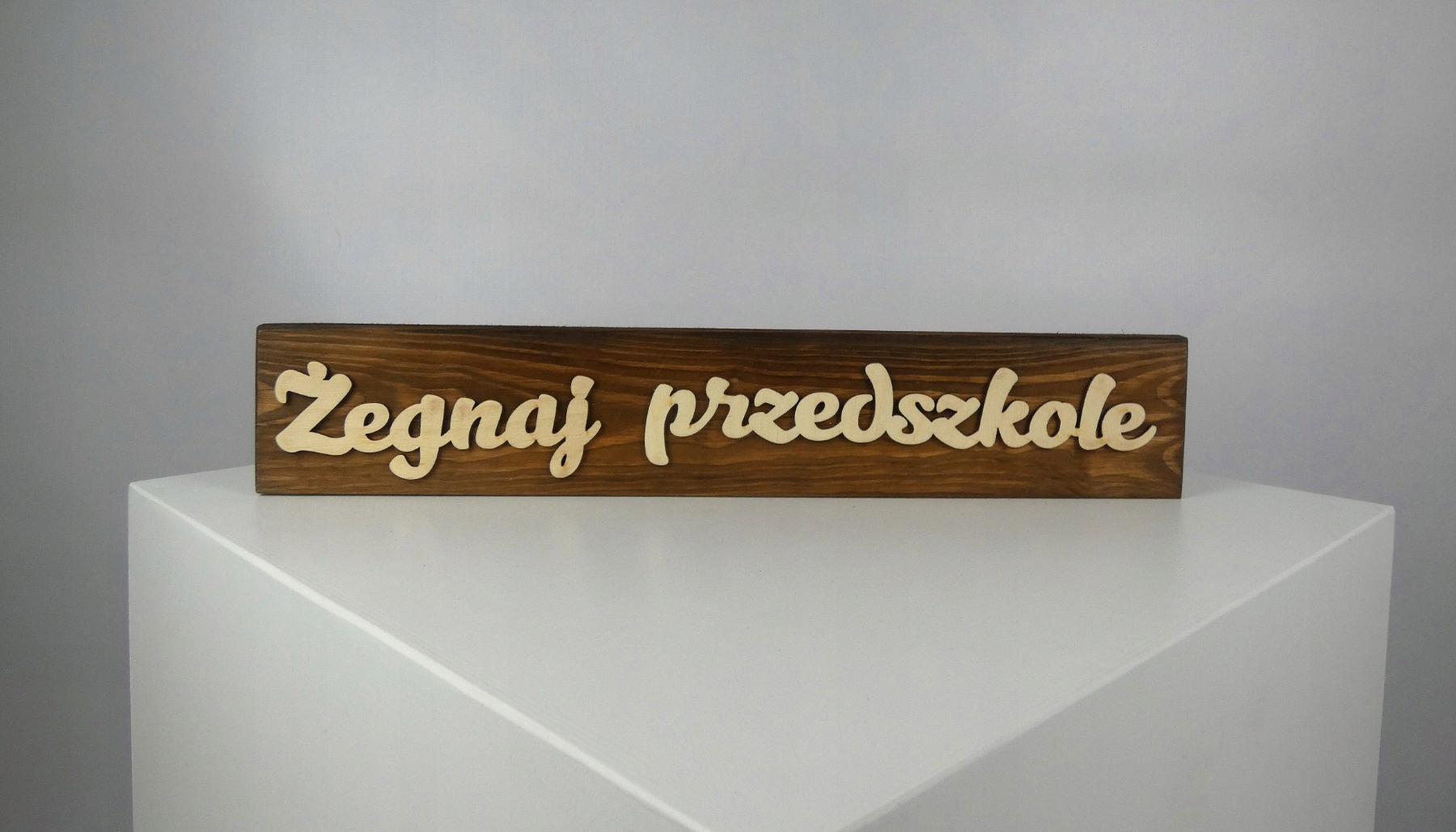 Tabliczka "Żegnaj przedszkole " - Brązo