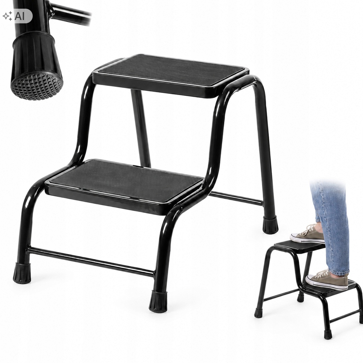 Žebřík Ocelový Žebřík Stolička 150 kg Domácí Schůdky Stabilní Pevná Plošina