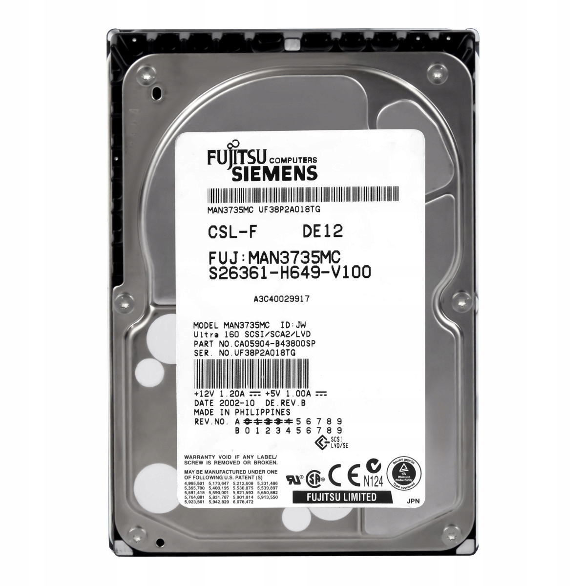 Fujitsu A3C40029917 73GB 10K 8MB Scsi U160 3.5'' MAN3735MC