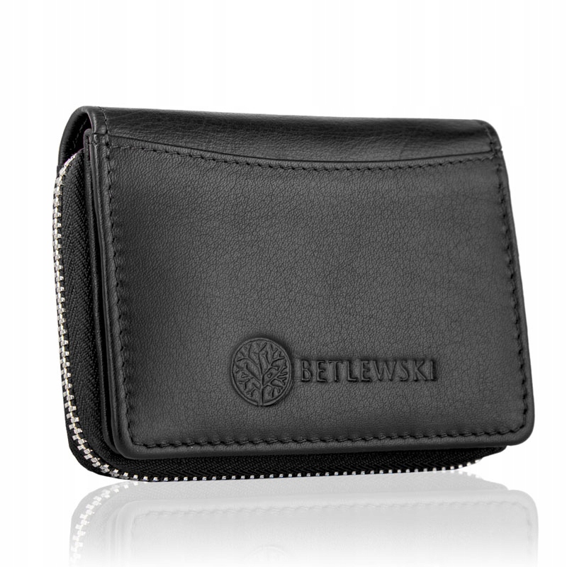 Skórzany portfel damski portfelik mały Betlewski poręczny zapinany