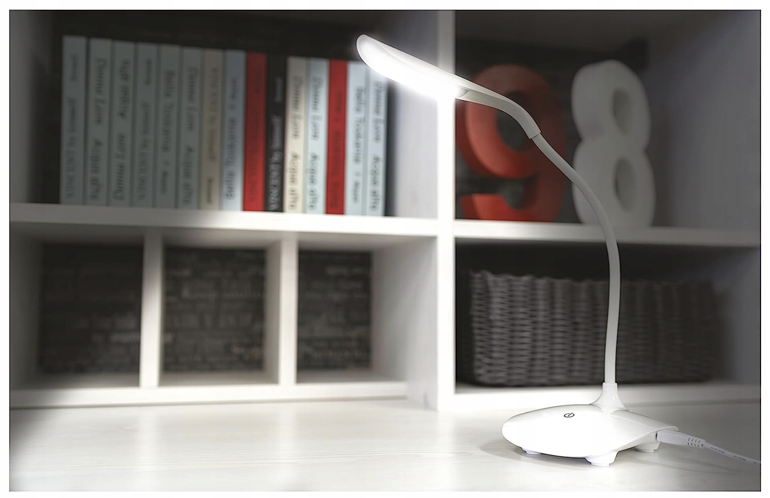 LAMPA LAMPKA BIURKOWA NA BIURKO SZKOLNA 14 LED DOTYK USB BEZPRZEWODOWA Długość/wysokość 40 cm