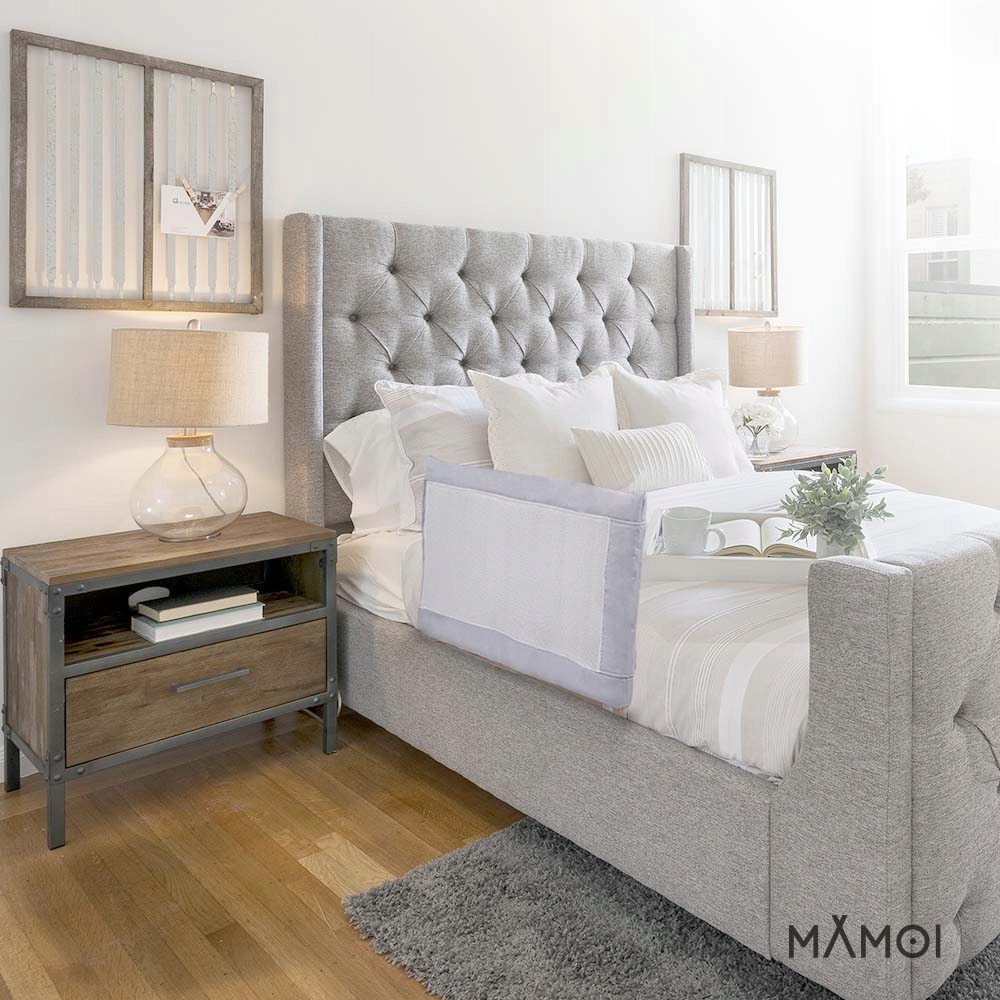 MAMOI osłona zabezpieczająca na łóżko Kolor odcienie szarości i srebra