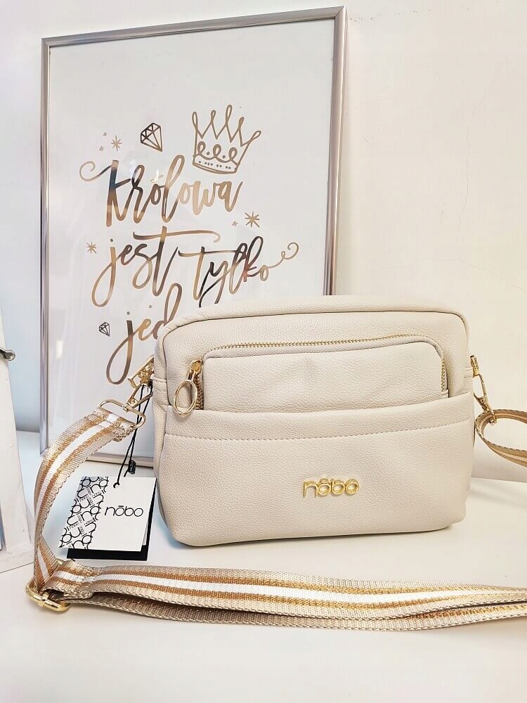 Nobo kabelka přes rameno světle béžová na zip s kapsami