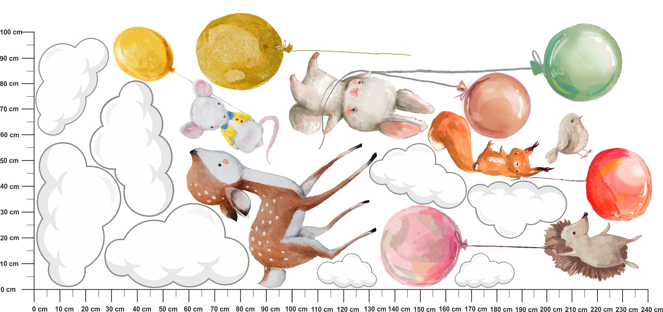 ZWIERZAKI KRÓLIKI BALONY NAKLEJKI NA ŚCIANĘ240x100 Bohater brak