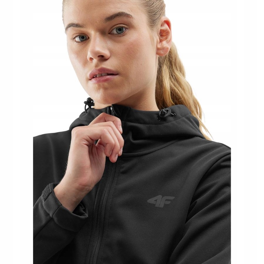 KURTKA DAMSKA 4F PRZEJŚCIOWA SOFTSHELL SPORTOWA PRZECIWDESZCZOWA WIOSENNA Model ZIMOWA KURTKA PIKOWANA PRIMALOFT CZARNA Z KAPTUREM