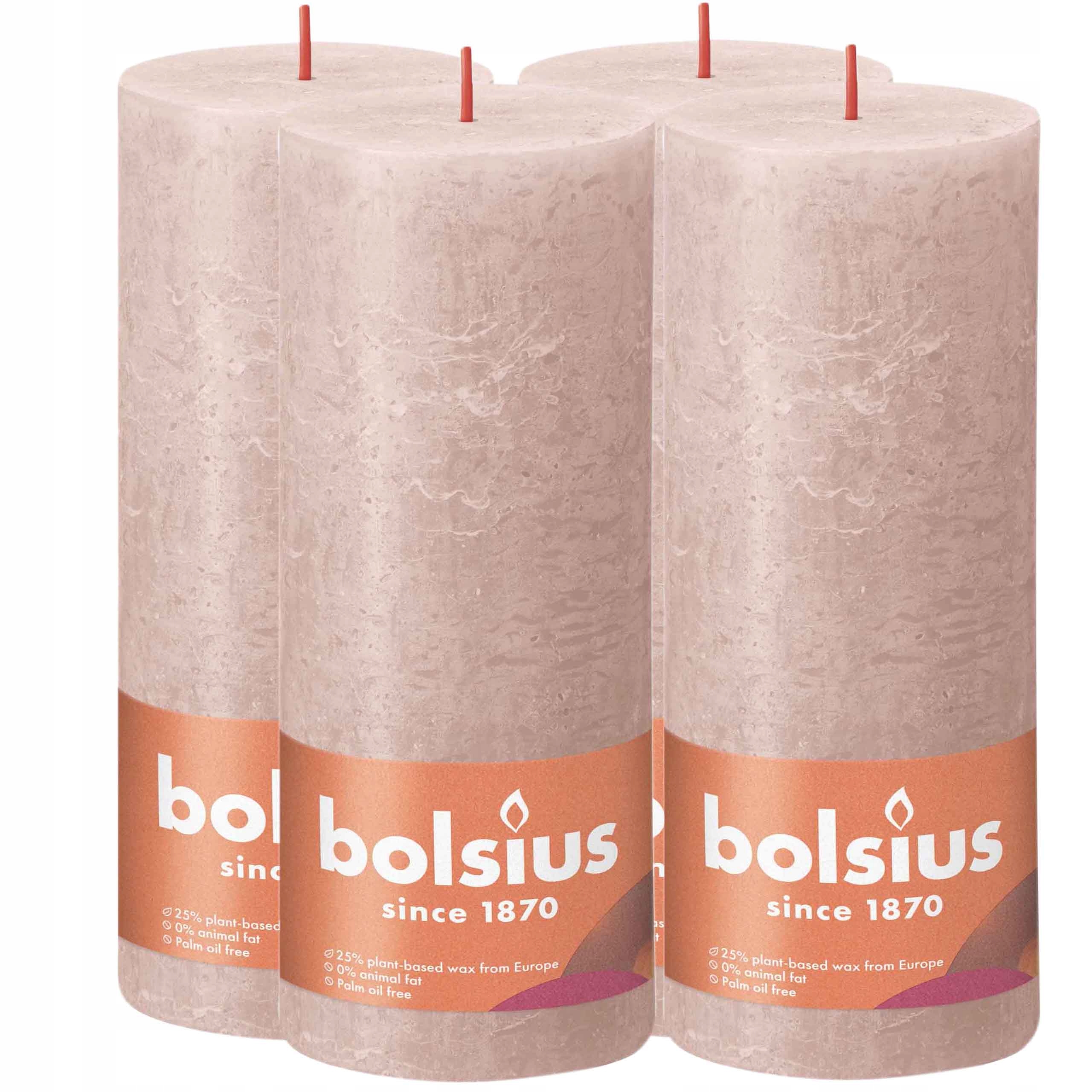 

Świeca rustykalna walec Shine Różowa 19cm 4szt