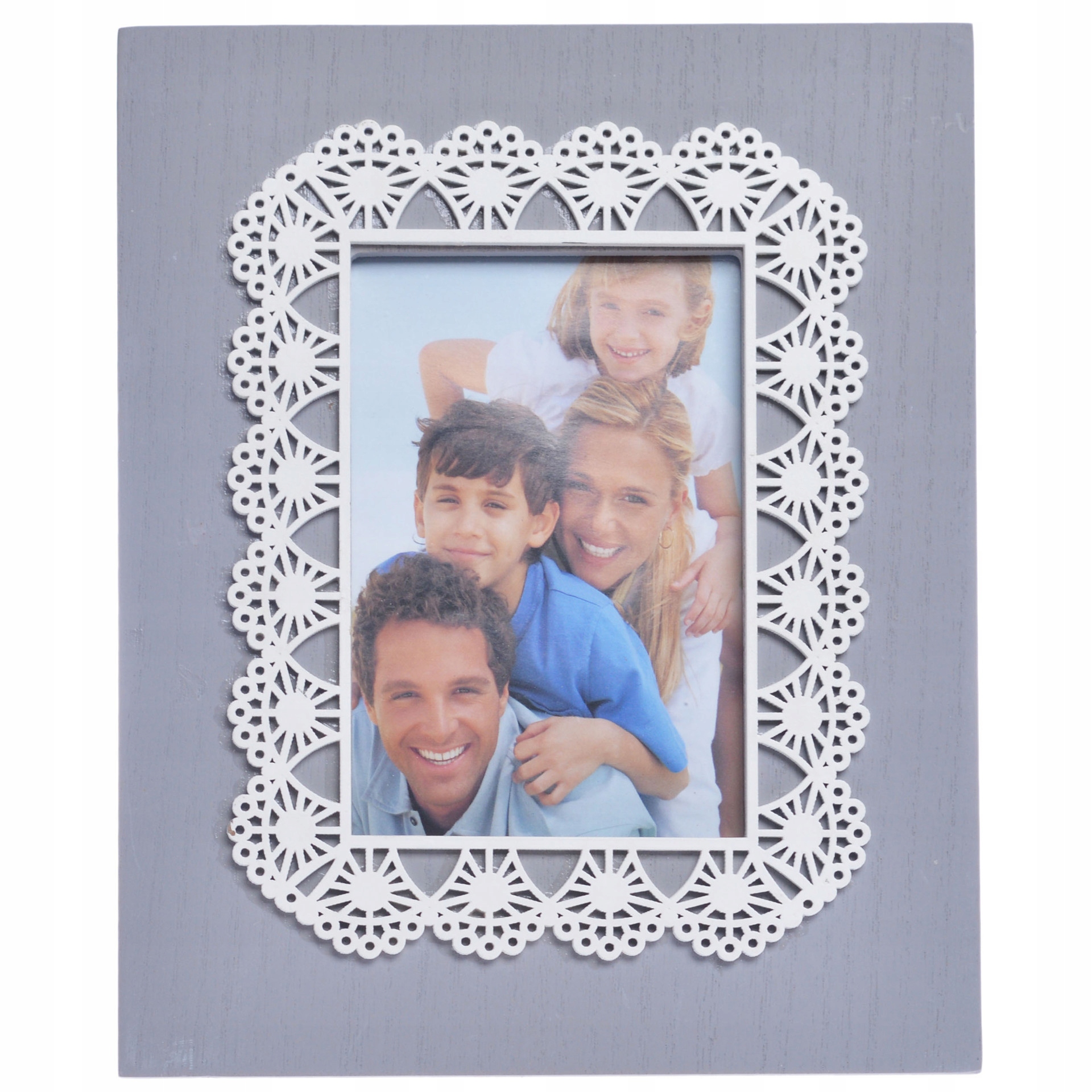 

Ramka na zdjęcia Rozel szara z koronkowym wzorem