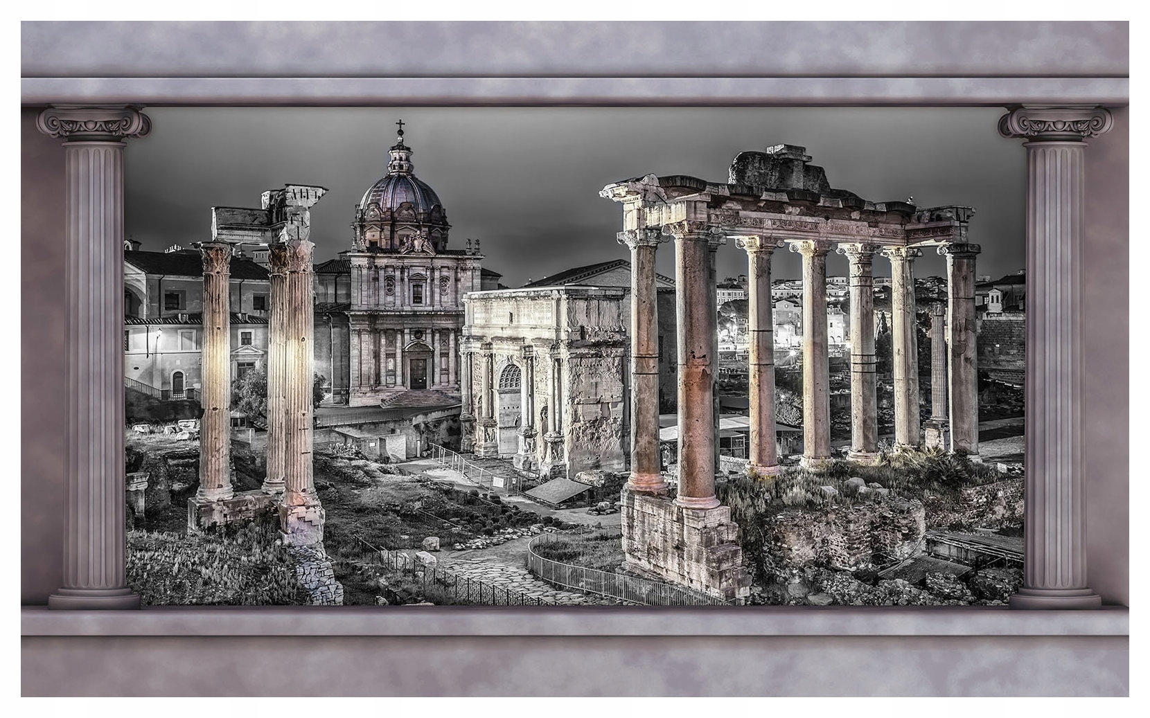 Vliesová fototapeta Řím, starožitné sloupy a ruiny šedi 300x210 lepidlo