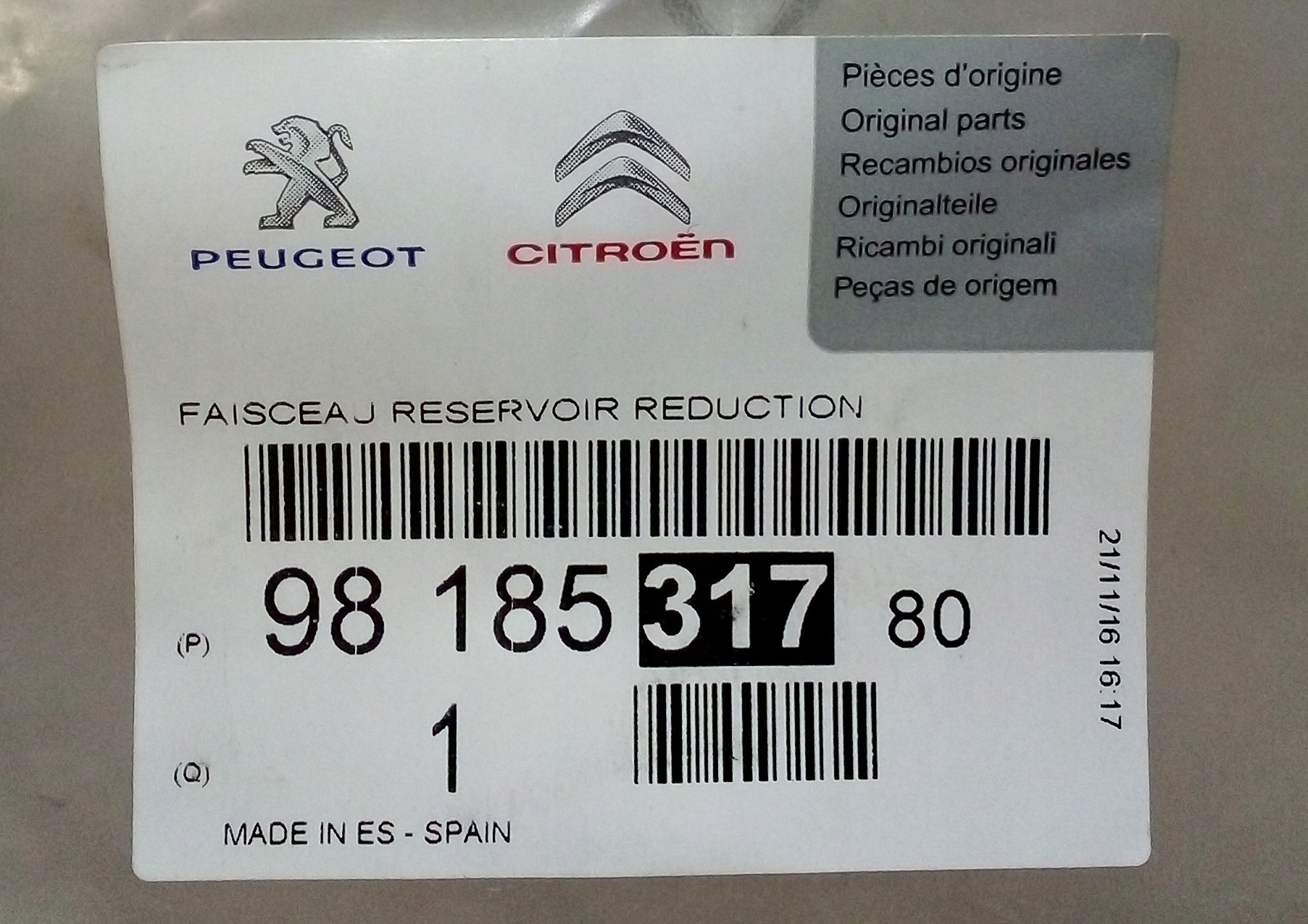 ORYGINAL PEUGEOT CITROEN WIAZKA ZBIORNIKA ADBLUE Engine Type Diesel