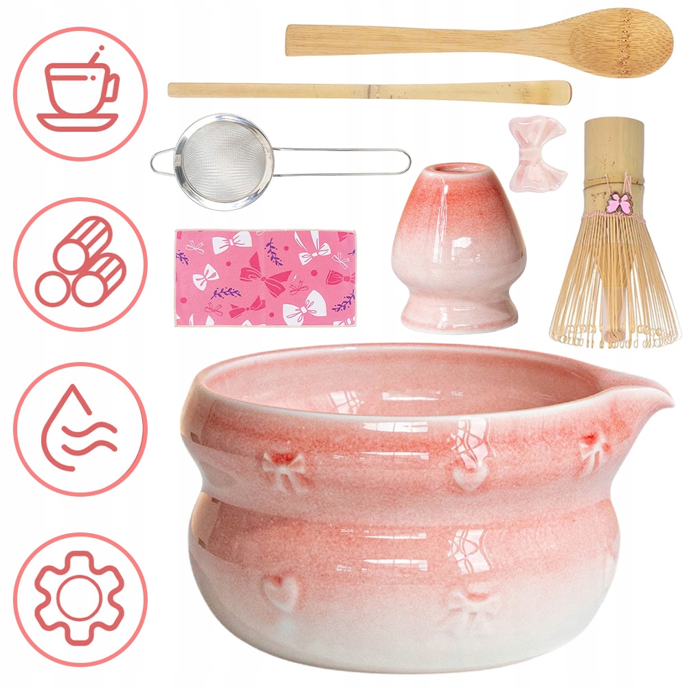 Levně 8DÍLNÁ Sada Na Matchu S Bambusovým Chasenem A Miskou 470 ML