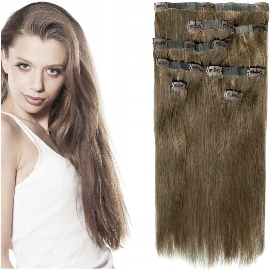 Bezešvé Clip-in 40 CM 115 G Příčesek Do Vlasů 8 Pásků chladná blond 10