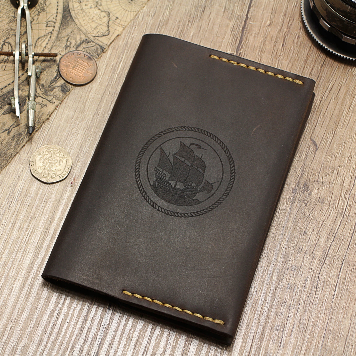 Pouzdro na cestovní pas personalizované kožené handmade