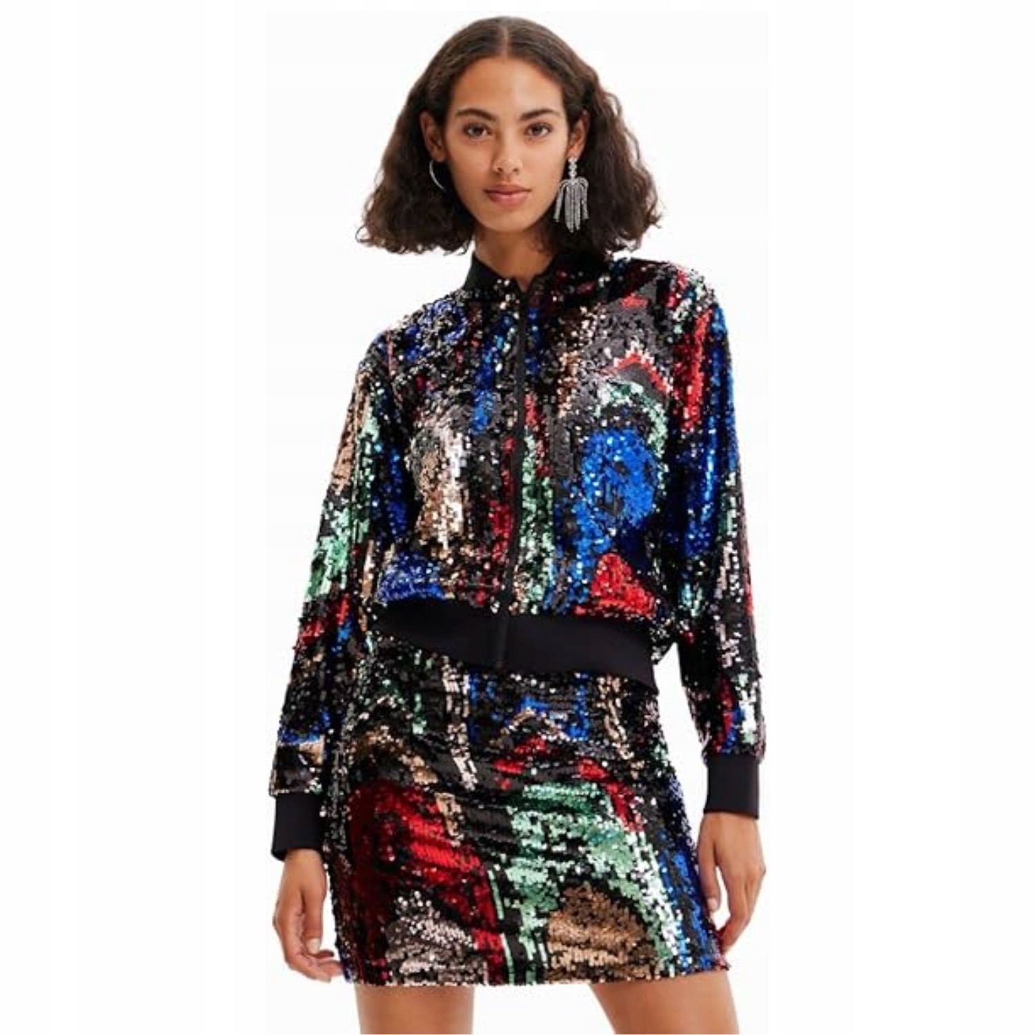 Dámská bunda Desigual Sequin bomber s flitry, módní, barevná, vel. S