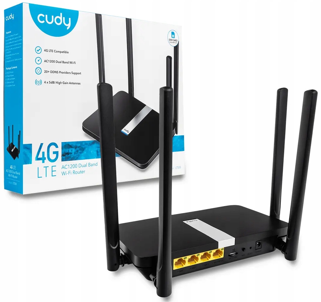 

Router 4G Lte na kartę Sim AC1200 Cudy LT500 Mesh