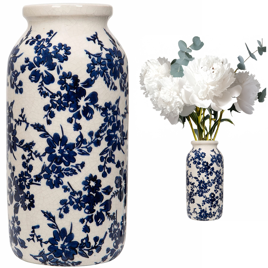 Váza Džbán Vysoký 32 cm Keramický Na Květiny Bílá do obývacího pokoje ložnice