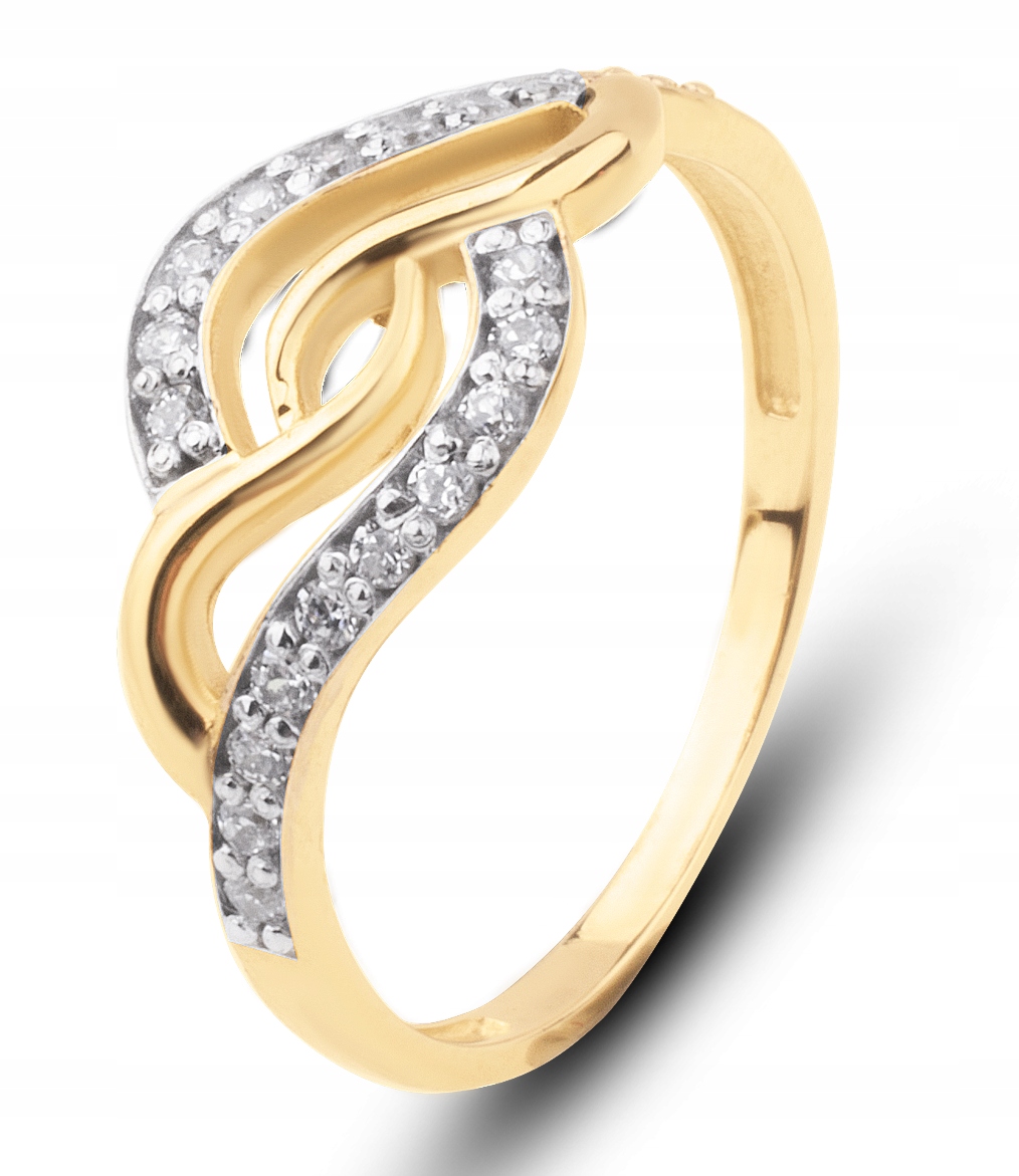 Piękny Złoty Pierścionek Z Białymi Kamieniami Cloud 333 8KT