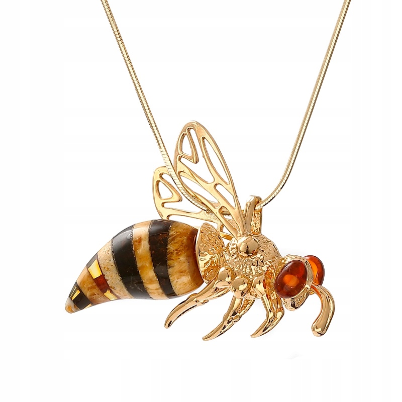 Zlatý Přívěsek Včela S Jantarovým Odleskem