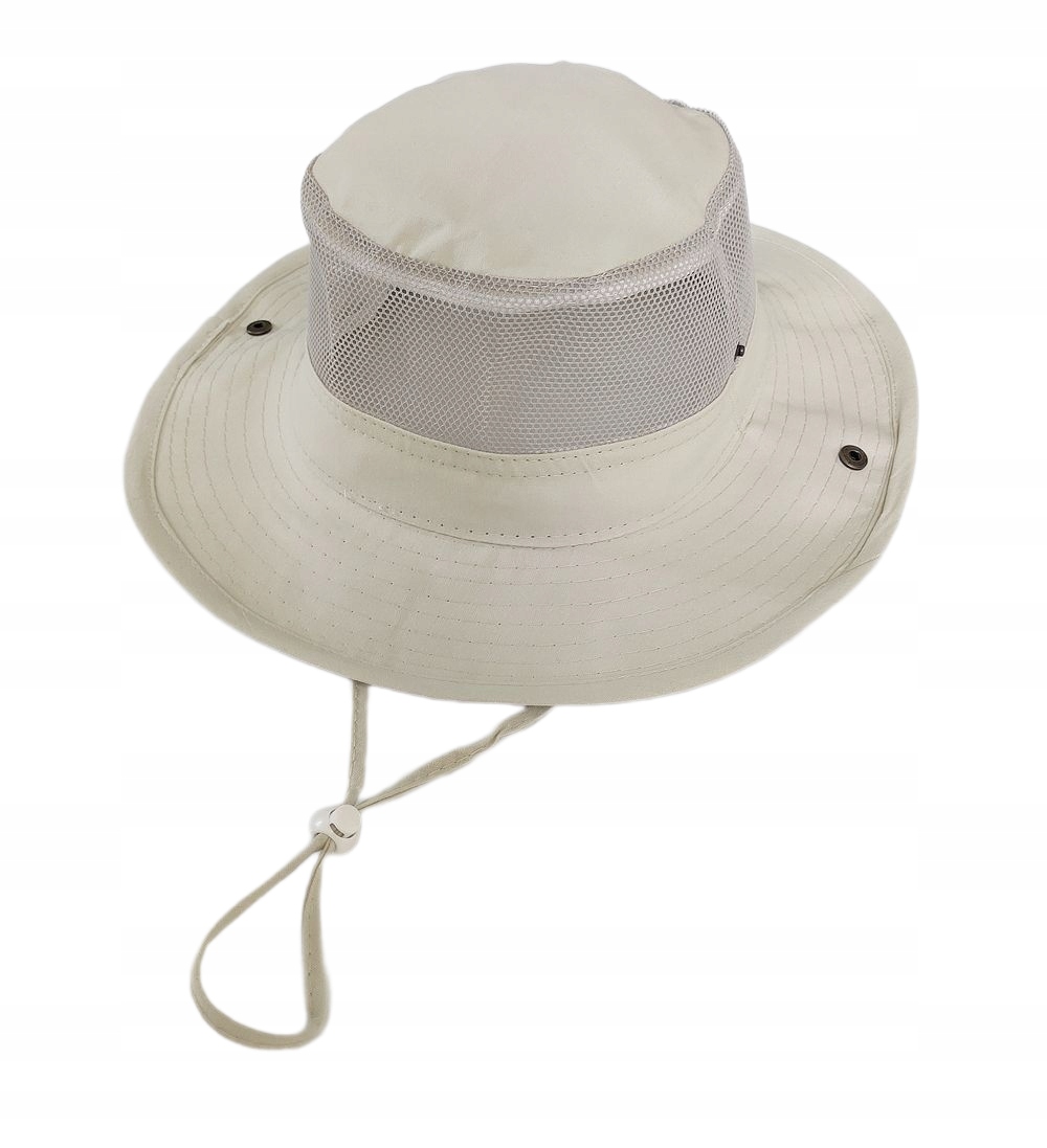 KAPELUSZ KREMOWY WĘDKARSKI KOWBOJ DUŻE RONDO XXL