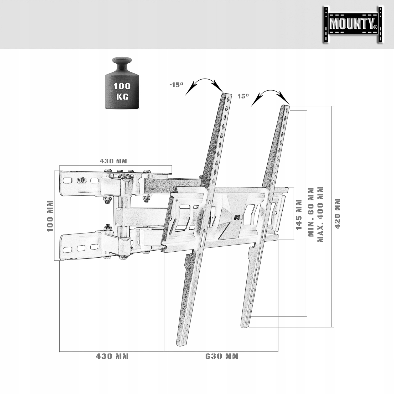 REGULOWANY UCHWYT ŚCIENNY WIESZAK TV LCD LED 40-86 Marka Inna