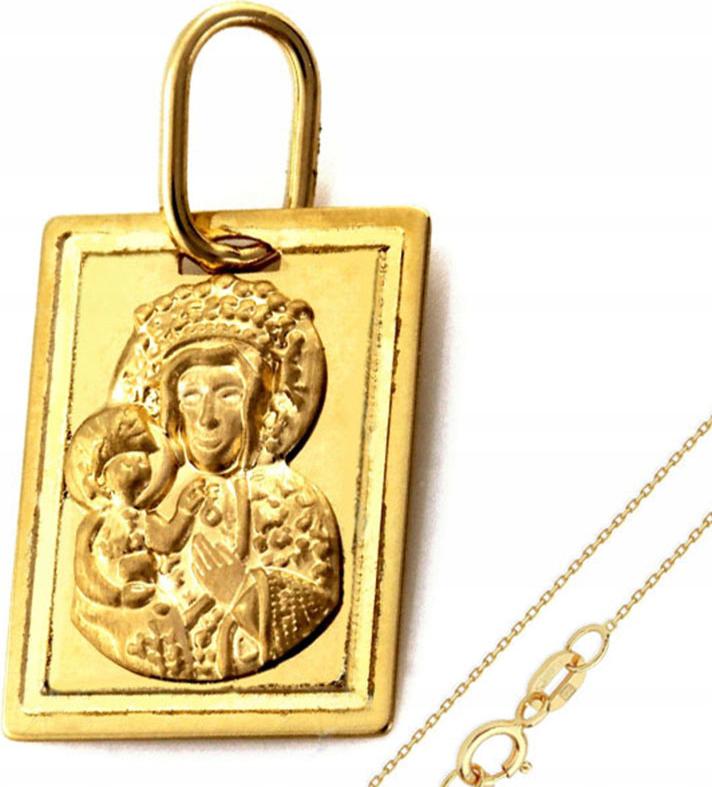 Zlatý komplet šperků 585, medailonek s řetízkem na křtiny svaté přijímání 14k