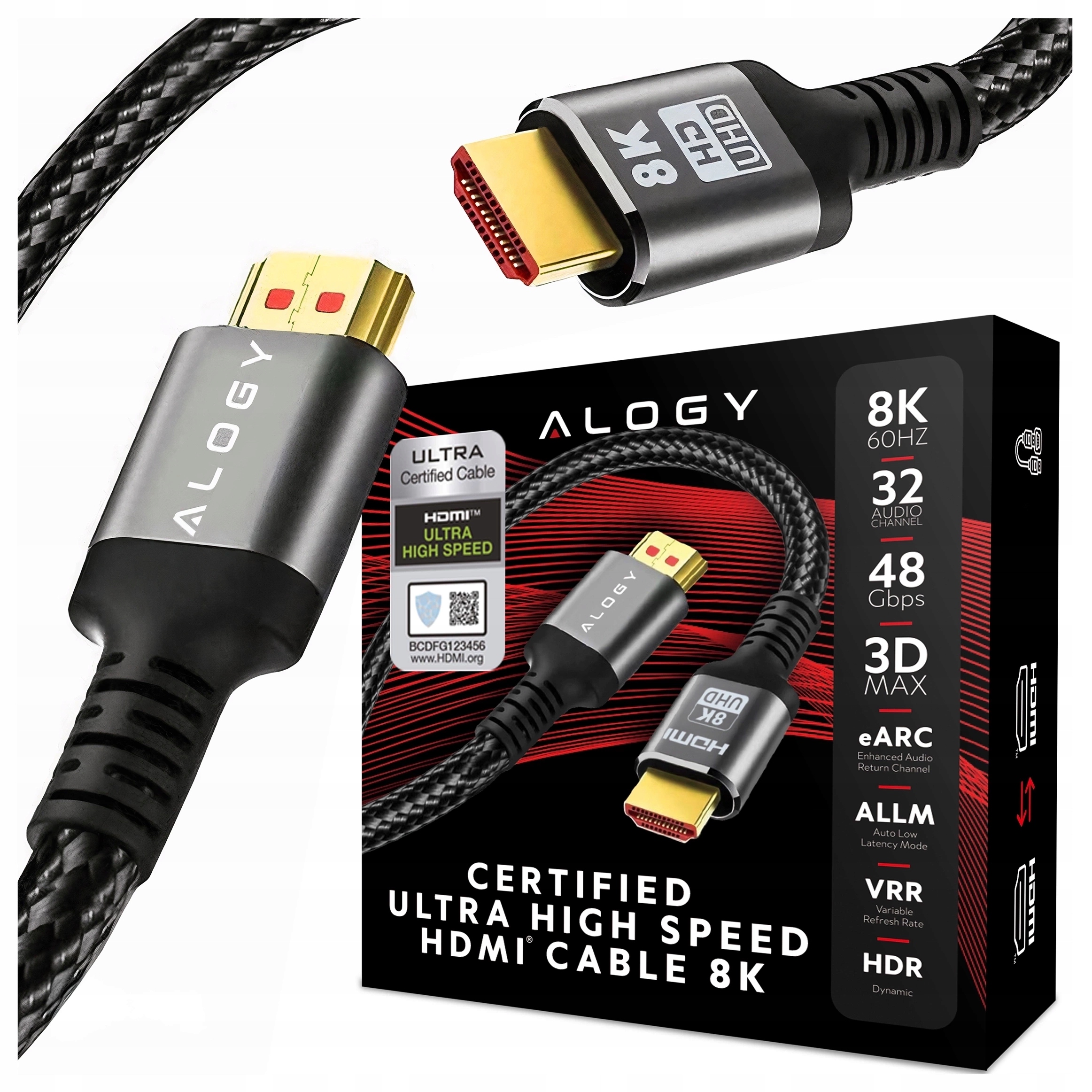 Kabel Alogy CERTIFIED HDMI cable 8K HDMI - HDMI 1 m