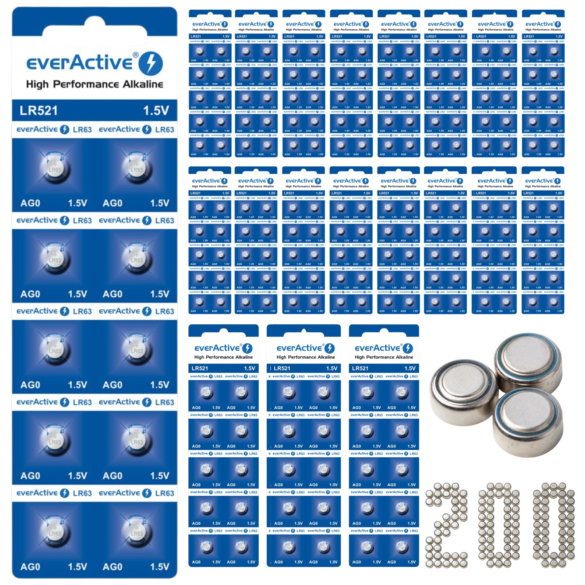 200 X Knoflíkové Alkalické Baterie AG0 G0 LR521 LR63 379 SR521 SR63 LR63