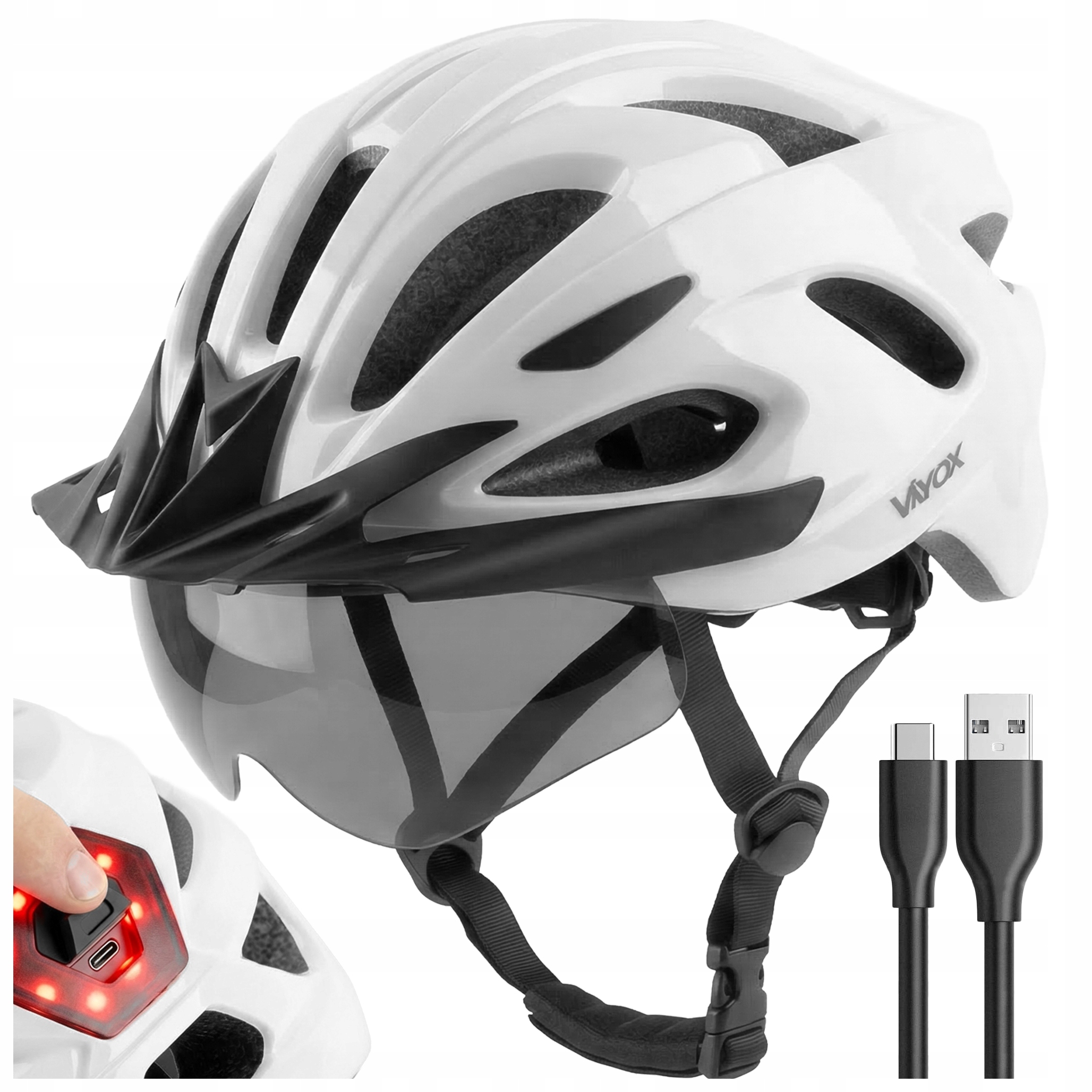 Cyklistická Přilba Mtb Nastavitelná S Led Stříškou, Rychlospojka, Velikost L Speed Vayox