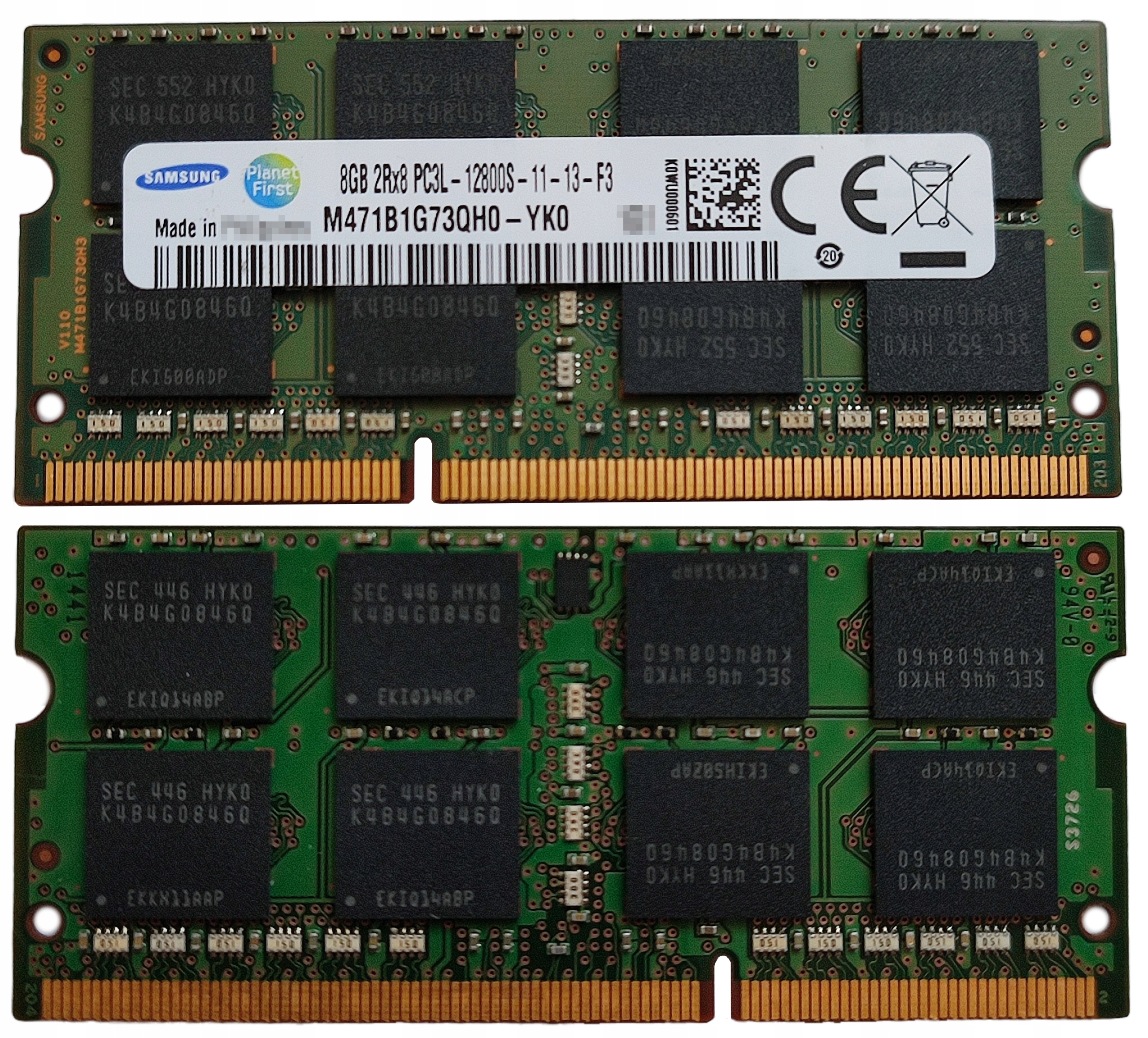 (n) 8GB 1*8GB Samsung DDR3L 1600MHz 1,35V M471B1G73QH0-YK0