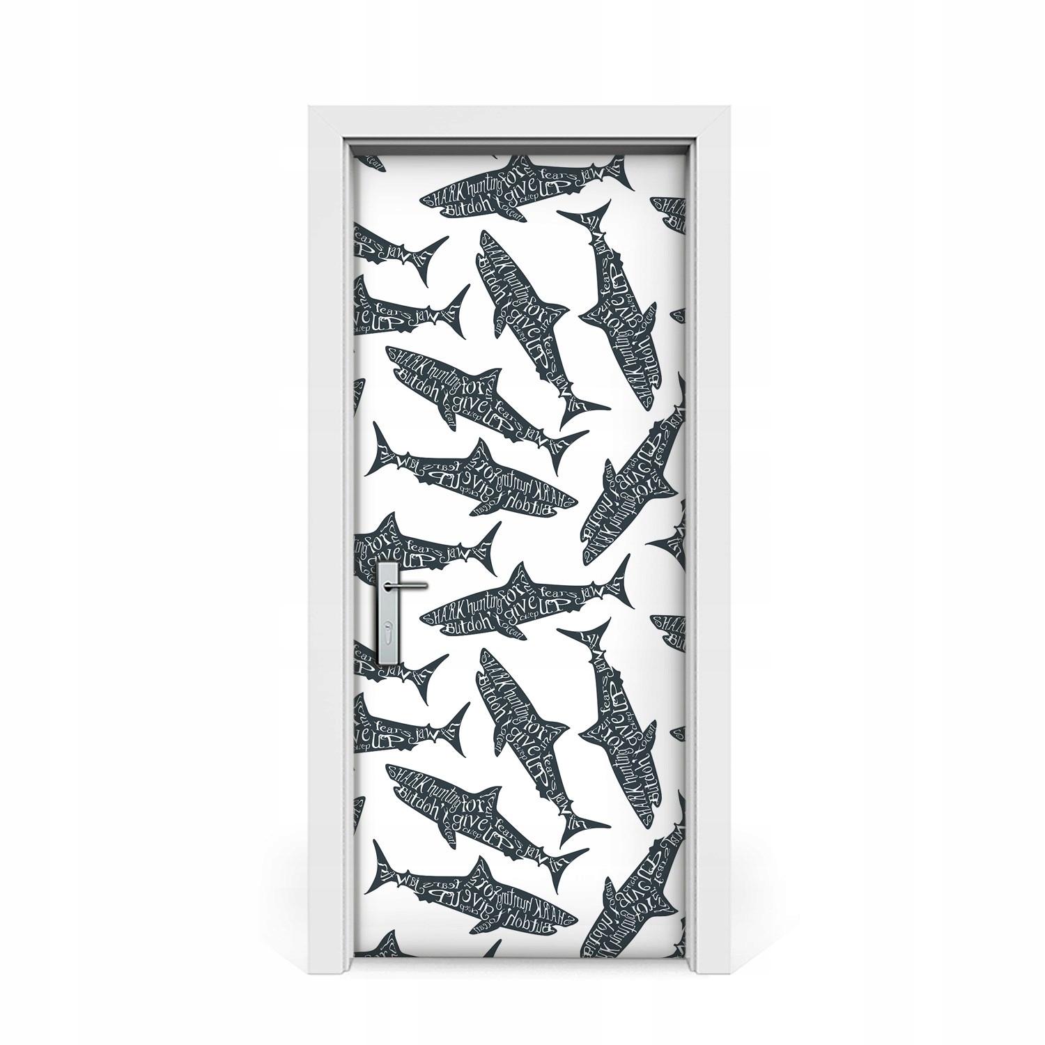 

Naklejka na drzwi okleina Typografia rekiny 85x205